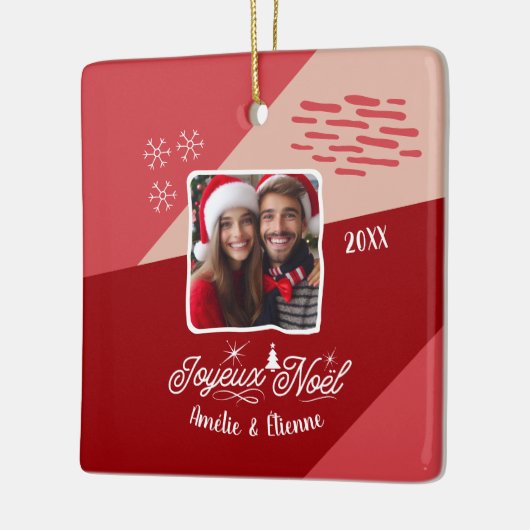 Joyeux Noel Avec写真クリスマスフランスののカスタム写真 セラミックオーナメント (左)