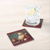 Joyeux Noël avec le Père Noël スクエアペーパーコースター (インサイチュ)