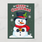 Joyeux Noël avec un Bonhomme de Neige Magique ポストカード (正面)
