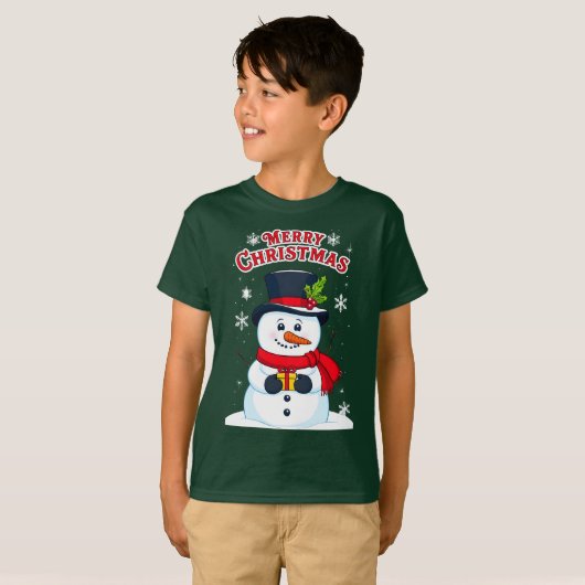 Joyeux Noël avec un Bonhomme de Neige Magique Tシャツ (正面フル)