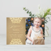 Joyeux Noël Carte-Photo | Papier Kraft et Or シーズンカード (スタンド正面)