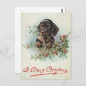 Joyeux Noël chien Teckel ポストカード (正面/裏面)
