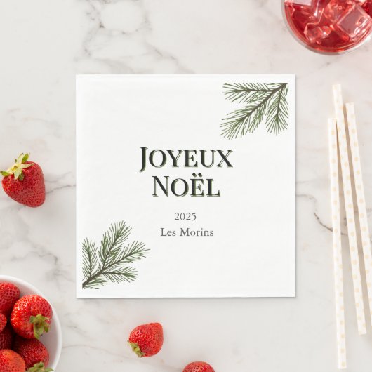Joyeux Noel - delicate pine branches スタンダードランチョンナプキン (インサイチュ)