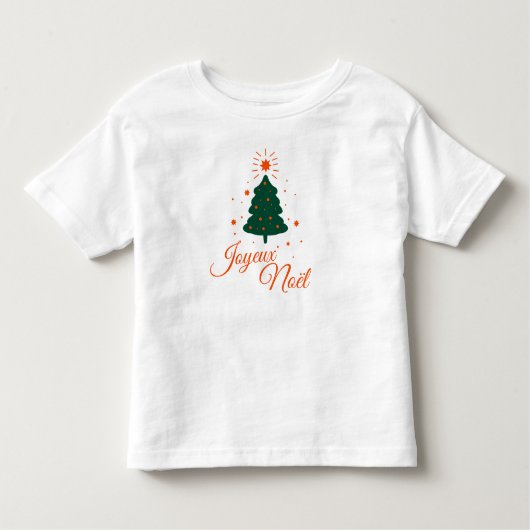 Joyeux Noël en rouge : sapin classique et joyeux トドラーTシャツ (正面)