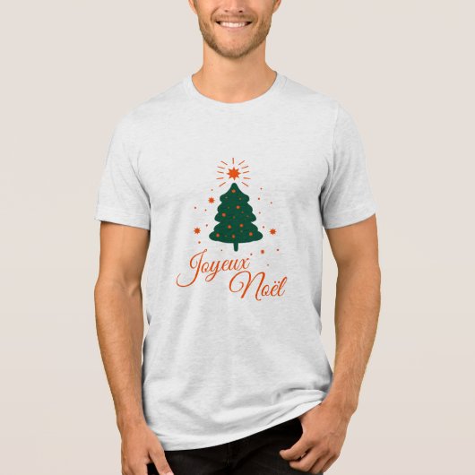 Joyeux Noël en rouge : sapin classique et joyeux トライブレンドTシャツ (正面)
