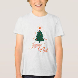 Joyeux Noël en rouge : sapin classique et joyeux トライブレンドＴシャツ