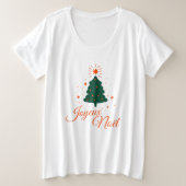 Joyeux Noël en rouge : sapin classique et joyeux プラスサイズTシャツ (デザイン正面)