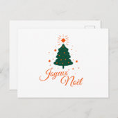 Joyeux Noël en rouge : sapin classique et joyeux ポストカード (正面/裏面)