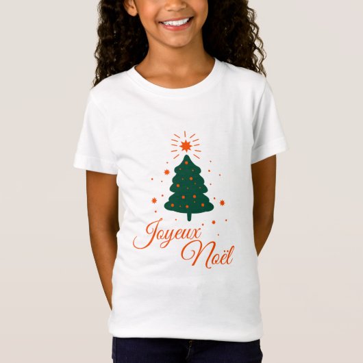 Joyeux Noël en rouge : sapin classique et joyeux Tシャツ (正面)