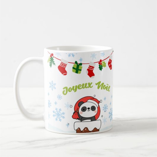 Joyeux Noël et Bonne Année Pandas コーヒーマグカップ (左)