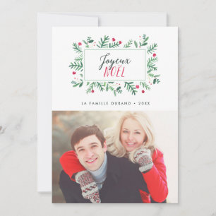 Joyeux Noël Feuillage Peint Carte de Noell シーズンカード