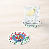 Joyeux Noel French Christmas Santa ラウンドペーパーコースター (インサイチュ)