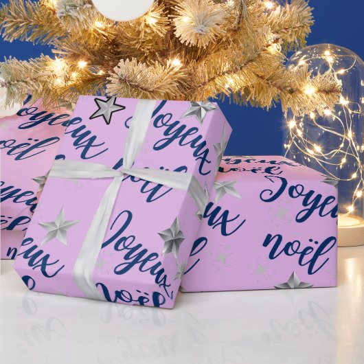 Joyeux Noel in Pink, Silver & Blue – クリスマス ラッピングペーパー (クリスマス)