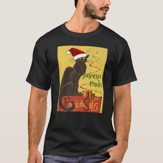Joyeux Noel Le Chat Noir Christmas Holiday Vector Tシャツ (正面)