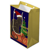 Joyeux Noel Le Chat Noir Spoof With Yule Tree ミディアムペーパーバッグ (正面アングル)