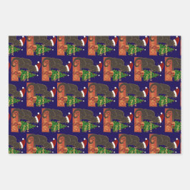 Joyeux Noel Le Chat Noir Spoof With Yule Tree ラッピングペーパーシート