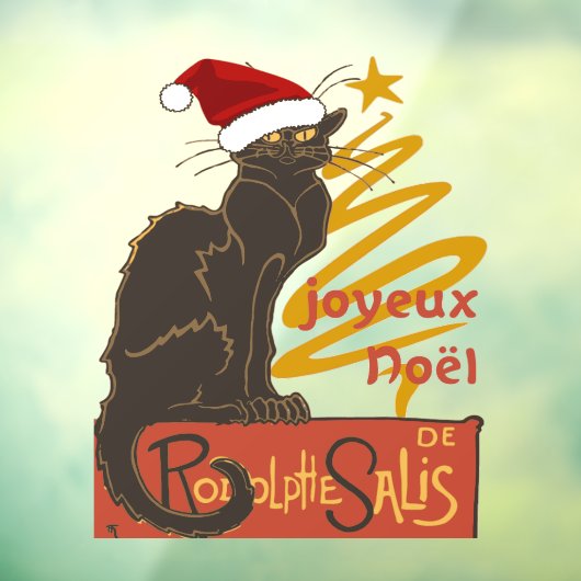 Joyeux Noel Le Chat Noir With Stylized Golden Tree ウィンドウサイン (シート3)