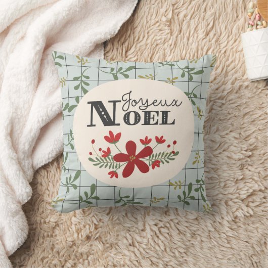 Joyeux Noel Leafy Pattern and Christmas クッション (ブランケット)