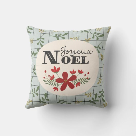 Joyeux Noel Leafy Pattern and Christmas クッション (裏面)