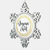 Joyeux Noel - Merry Christmas フランスの in スノーフレークピューターオーナメント (右)