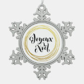 Joyeux Noel - Merry Christmas フランスの in スノーフレークピューターオーナメント (正面)