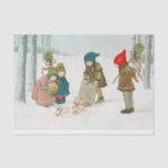 Joyeux Noel - Merry Christmas! by Paul Ebner 薄葉紙<br><div class="desc">雪の森のすごい不思議の国で赤ちゃん豚を解放する子供たちの絶対にかわいいヴィンテージのクリスマスイラストレーション。</div>