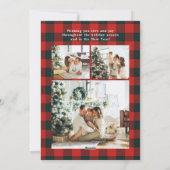 Joyeux Noel Multi Photo Red Buffalo Plaid シーズンカード (裏面)