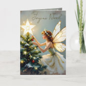 Joyeux Noël | Pretty Fairy Personalized Christmas カード (正面)