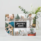 Joyeux Noël Retro Typography Black Photo Collage シーズンカード (スタンド正面)