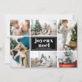 Joyeux Noël Retro Typography Black Photo Collage シーズンカード (正面)