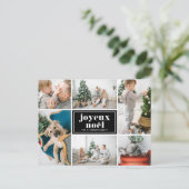 Joyeux Noël Retro Typography Black Photo Collage シーズンポストカード (スタンド正面)