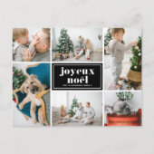 Joyeux Noël Retro Typography Black Photo Collage シーズンポストカード (正面)