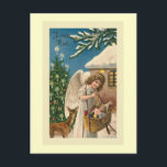 「Joyeux Noel Vintageクリスマスカード」 シーズンポストカード<br><div class="desc">Susan Epps Oliverの設計。ヴィンテージフランスのはクリスマスの天使の笛と遊クリスマスの玩具のバスケットの写真を撮る運。</div>