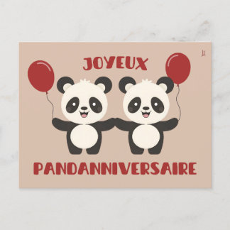 Joyeux pandanniversaire - jeu de mots anniversaire ポストカード