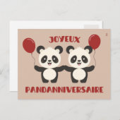 Joyeux pandanniversaire - jeu de mots anniversaire ポストカード (正面/裏面)