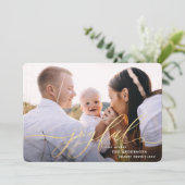 Joyfulスクリプト金ゴールド休日のフォトカード シーズンカード (スタンド正面)