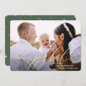 Joyfulスクリプト金ゴールド休日のフォトカード シーズンカード (正面/裏面)