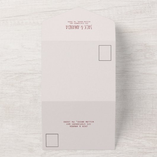 Joyfulフローラピンクレトロ結婚の全てのRSVP オールインワン招待状 (外側)