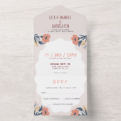 Joyfulフローラピンクレトロ結婚の全てのRSVP オールインワン招待状 (内側)