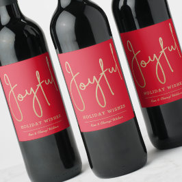 JOYFULホリデーウィッシュ金ゴールドフェイクフォイルレッド ワインラベル