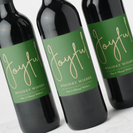 JOYFULホリデーウィッシュ金ゴールドホイルフェイクグリーン ワインラベル