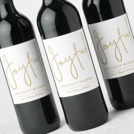 JOYFULホリデーウィッシュ金ゴールドホイルフェイクス ワインラベル