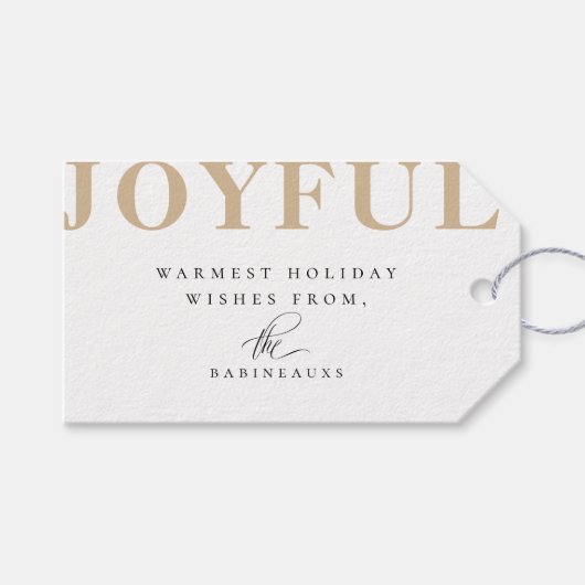 JOYFULモダンはっきりしたホリデーベージュ ギフトタグ (正面(横))