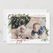 JOYFULモダン Script Boho Greenery Burgundy Beige シーズンカード (正面)