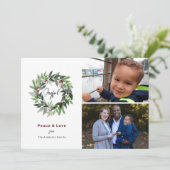 JoyfulリースPeace & Love 2フォトクリスマスグリーン シーズンカード (スタンド正面)