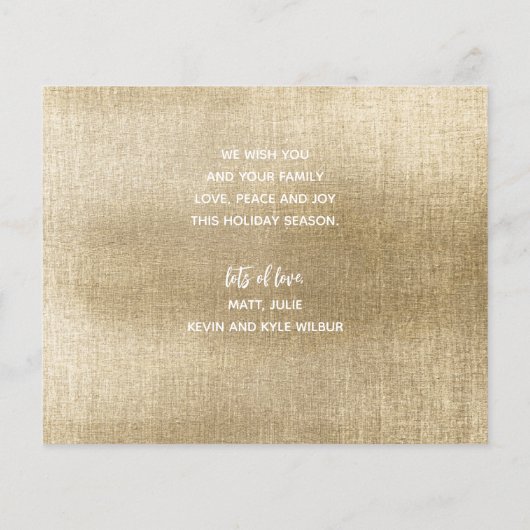 JOYFUL写真数々の金ゴールド予算ホリデーカード (裏面)