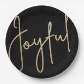JOYFUL金ゴールドフォイルフェイクブラックホリデー ペーパープレート (正面)
