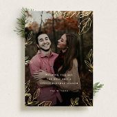 Joyful金ゴールドリーフフレームホリデーフォトカード 箔シーズンカード