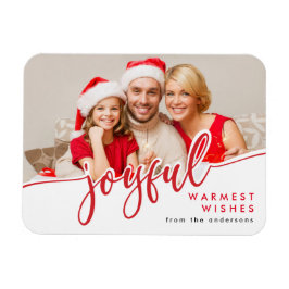 JOYFUL -トレンディー赤白クリスマスホリデー写真 マグネット