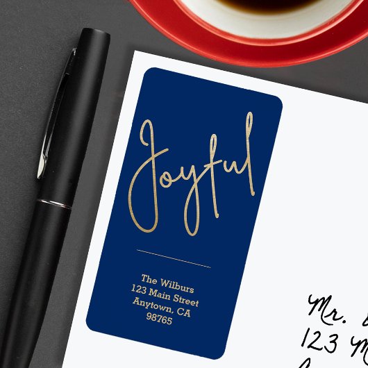 JOYFUL フェイク Gold Foil on Blue Return ラベル